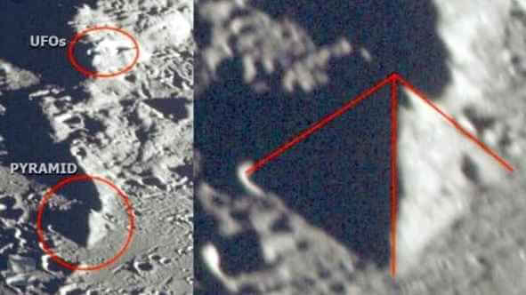На архивном снимке Луны нашли два НЛО и огромную пирамиду